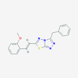 molecular formula C19H16N4OS B294835 2-[2-(3-Benzyl[1,2,4]triazolo[3,4-b][1,3,4]thiadiazol-6-yl)vinyl]phenyl methyl ether 
