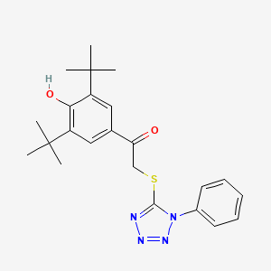 molecular formula C23H28N4O2S B2948352 1-(3,5-di-tert-butyl-4-hydroxyphenyl)-2-((1-phenyl-1H-tetrazol-5-yl)thio)ethanone CAS No. 313959-09-0