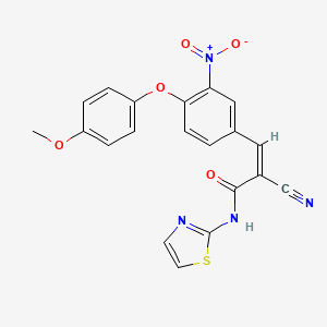 molecular formula C20H14N4O5S B2948353 (Z)-2-Cyano-3-[4-(4-methoxyphenoxy)-3-nitrophenyl]-N-(1,3-thiazol-2-yl)prop-2-enamide CAS No. 565463-56-1