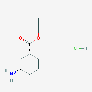 molecular formula C11H22ClNO2 B2948360 tert-Butyl (1R,3S)-3-aminocyclohexane-1-carboxylate hydrochloride CAS No. 2227765-76-4