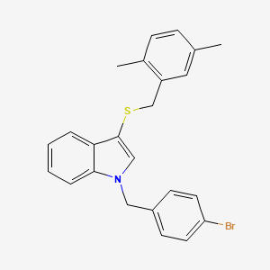 molecular formula C24H22BrNS B2948367 1-(4-bromobenzyl)-3-((2,5-dimethylbenzyl)thio)-1H-indole CAS No. 681274-12-4