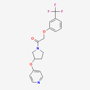 molecular formula C18H17F3N2O3 B2948370 1-(3-(Pyridin-4-yloxy)pyrrolidin-1-yl)-2-(3-(trifluoromethyl)phenoxy)ethanone CAS No. 2034495-36-6