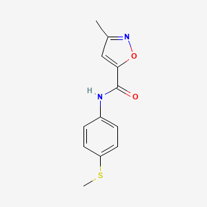 molecular formula C12H12N2O2S B2948374 3-methyl-N-(4-(methylthio)phenyl)isoxazole-5-carboxamide CAS No. 952991-12-7