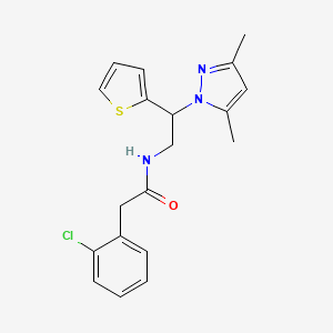 molecular formula C19H20ClN3OS B2948385 2-(2-chlorophenyl)-N-(2-(3,5-dimethyl-1H-pyrazol-1-yl)-2-(thiophen-2-yl)ethyl)acetamide CAS No. 2034268-92-1