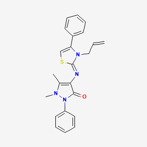 molecular formula C23H22N4OS B2948388 (Z)-4-((3-allyl-4-phenylthiazol-2(3H)-ylidene)amino)-1,5-dimethyl-2-phenyl-1H-pyrazol-3(2H)-one CAS No. 298206-50-5