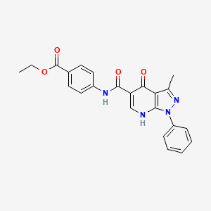 ethyl 4-(3-methyl-4-oxo-1-phenyl-4,7-dihydro-1H-pyrazolo[3,4-b]pyridine-5-carboxamido)benzoate