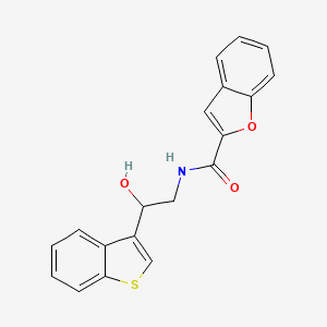 molecular formula C19H15NO3S B2948399 N-(2-(benzo[b]thiophen-3-yl)-2-hydroxyethyl)benzofuran-2-carboxamide CAS No. 2034345-85-0