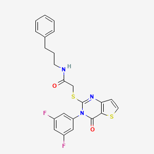 molecular formula C23H19F2N3O2S2 B2948400 2-{[3-(3,5-二氟苯基)-4-氧代-3,4-二氢噻吩并[3,2-d]嘧啶-2-基]硫代}-N-(3-苯基丙基)乙酰胺 CAS No. 1261022-22-3