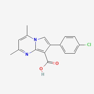 molecular formula C16H13ClN2O2 B2948432 7-(4-Chlorophenyl)-2,4-dimethylpyrrolo[1,2-a]pyrimidine-8-carboxylic acid CAS No. 338406-53-4