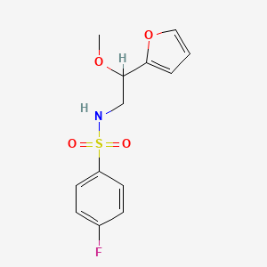 molecular formula C13H14FNO4S B2948439 4-fluoro-N-(2-(furan-2-yl)-2-methoxyethyl)benzenesulfonamide CAS No. 1795420-38-0