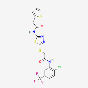 N-(2-chloro-5-(trifluoromethyl)phenyl)-2-((5-(2-(thiophen-2-yl)acetamido)-1,3,4-thiadiazol-2-yl)thio)acetamide