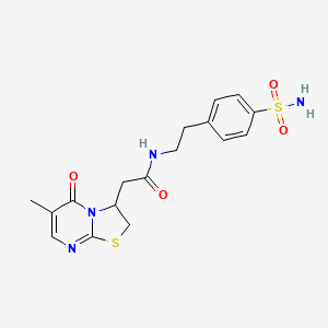 molecular formula C17H20N4O4S2 B2948460 2-(6-methyl-5-oxo-3,5-dihydro-2H-thiazolo[3,2-a]pyrimidin-3-yl)-N-(4-sulfamoylphenethyl)acetamide CAS No. 953207-77-7