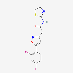molecular formula C14H11F2N3O2S B2948468 2-(5-(2,4-difluorophenyl)isoxazol-3-yl)-N-(4,5-dihydrothiazol-2-yl)acetamide CAS No. 1105216-48-5