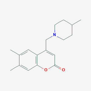 molecular formula C18H23NO2 B2948475 6,7-二甲基-4-[(4-甲基哌啶-1-基)甲基]色烯-2-酮 CAS No. 848914-06-7