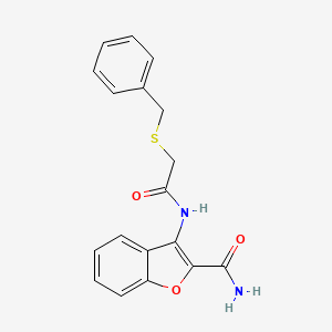 molecular formula C18H16N2O3S B2948476 3-(2-(Benzylthio)acetamido)benzofuran-2-carboxamide CAS No. 898354-79-5