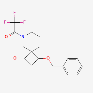 molecular formula C17H18F3NO3 B2948478 1-Phenylmethoxy-8-(2,2,2-trifluoroacetyl)-8-azaspiro[3.5]nonan-3-one CAS No. 2375273-54-2