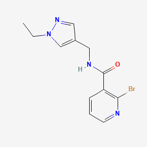 molecular formula C12H13BrN4O B2948480 2-Bromo-N-[(1-ethylpyrazol-4-yl)methyl]pyridine-3-carboxamide CAS No. 2411318-70-0