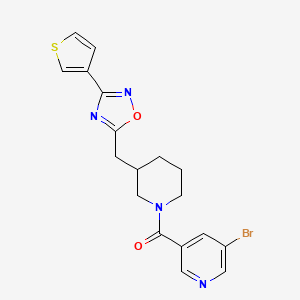 molecular formula C18H17BrN4O2S B2948482 (5-Bromopyridin-3-yl)(3-((3-(thiophen-3-yl)-1,2,4-oxadiazol-5-yl)methyl)piperidin-1-yl)methanone CAS No. 1705366-93-3