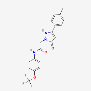 molecular formula C19H16F3N3O3 B2948502 2-(5-oxo-3-(p-tolyl)-2,5-dihydro-1H-pyrazol-1-yl)-N-(4-(trifluoromethoxy)phenyl)acetamide CAS No. 1251605-25-0