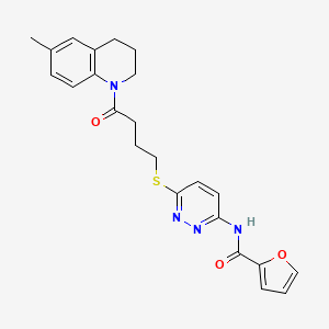 molecular formula C23H24N4O3S B2948504 N-(6-((4-(6-methyl-3,4-dihydroquinolin-1(2H)-yl)-4-oxobutyl)thio)pyridazin-3-yl)furan-2-carboxamide CAS No. 1105248-36-9