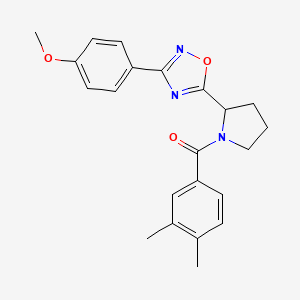 molecular formula C22H23N3O3 B2948509 5-[1-(3,4-Dimethylbenzoyl)pyrrolidin-2-yl]-3-(4-methoxyphenyl)-1,2,4-oxadiazole CAS No. 1798454-21-3