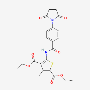 molecular formula C22H22N2O7S B2948526 Diethyl 5-(4-(2,5-dioxopyrrolidin-1-yl)benzamido)-3-methylthiophene-2,4-dicarboxylate CAS No. 328027-84-5