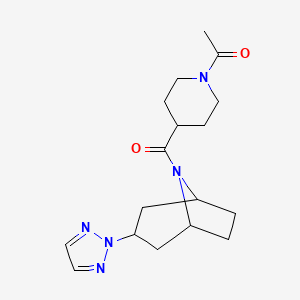 molecular formula C17H25N5O2 B2948527 1-(4-((1R,5S)-3-(2H-1,2,3-triazol-2-yl)-8-azabicyclo[3.2.1]octane-8-carbonyl)piperidin-1-yl)ethanone CAS No. 2109410-35-5