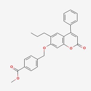 molecular formula C27H24O5 B2948533 methyl 4-{[(2-oxo-4-phenyl-6-propyl-2H-chromen-7-yl)oxy]methyl}benzoate CAS No. 307547-99-5