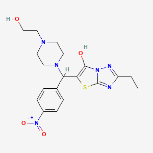 molecular formula C19H24N6O4S B2948535 2-Ethyl-5-((4-(2-hydroxyethyl)piperazin-1-yl)(4-nitrophenyl)methyl)thiazolo[3,2-b][1,2,4]triazol-6-ol CAS No. 898366-77-3