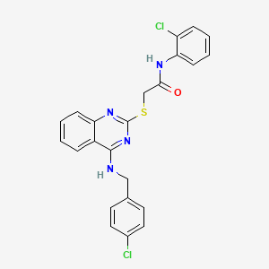 molecular formula C23H18Cl2N4OS B2948537 2-((4-((4-chlorobenzyl)amino)quinazolin-2-yl)thio)-N-(2-chlorophenyl)acetamide CAS No. 688354-67-8