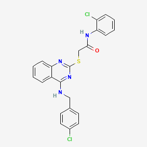 molecular formula C23H18Cl2N4OS B2948537 N-(2-chlorophenyl)-2-[(4-{[(4-chlorophenyl)methyl]amino}quinazolin-2-yl)sulfanyl]acetamide CAS No. 688354-67-8