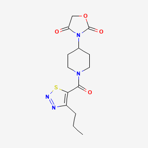 molecular formula C14H18N4O4S B2948538 3-(1-(4-Propyl-1,2,3-thiadiazole-5-carbonyl)piperidin-4-yl)oxazolidine-2,4-dione CAS No. 2034315-28-9