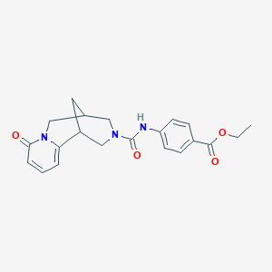 molecular formula C21H23N3O4 B2948549 ethyl 4-{[(8-oxo-1,5,6,8-tetrahydro-2H-1,5-methanopyrido[1,2-a][1,5]diazocin-3(4H)-yl)carbonyl]amino}benzoate CAS No. 398995-98-7