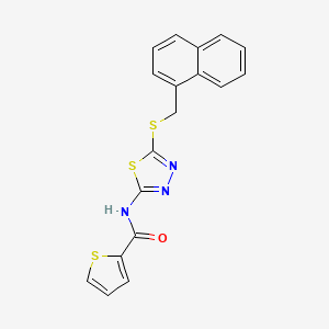 molecular formula C18H13N3OS3 B2948597 N-[5-(naphthalen-1-ylmethylsulfanyl)-1,3,4-thiadiazol-2-yl]thiophene-2-carboxamide CAS No. 607701-05-3