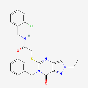 molecular formula C23H22ClN5O2S B2948616 2-((6-benzyl-2-ethyl-7-oxo-6,7-dihydro-2H-pyrazolo[4,3-d]pyrimidin-5-yl)thio)-N-(2-chlorobenzyl)acetamide CAS No. 932339-64-5