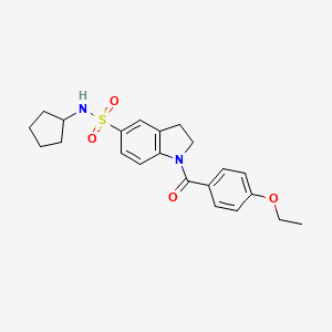 molecular formula C22H26N2O4S B2948617 5-[(Cyclopentylamino)sulfonyl]indolinyl 4-ethoxyphenyl ketone CAS No. 919019-65-1