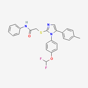 molecular formula C25H21F2N3O2S B2948623 2-((1-(4-(difluoromethoxy)phenyl)-5-(p-tolyl)-1H-imidazol-2-yl)thio)-N-phenylacetamide CAS No. 1226455-87-3