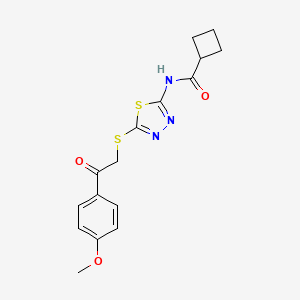B2948630 N-[5-[2-(4-methoxyphenyl)-2-oxoethyl]sulfanyl-1,3,4-thiadiazol-2-yl]cyclobutanecarboxamide CAS No. 1003277-38-0