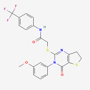 B2948651 2-((3-(3-methoxyphenyl)-4-oxo-3,4,6,7-tetrahydrothieno[3,2-d]pyrimidin-2-yl)thio)-N-(4-(trifluoromethyl)phenyl)acetamide CAS No. 877655-29-3