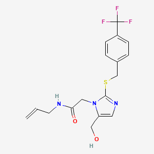 B2948656 N-allyl-2-(5-(hydroxymethyl)-2-((4-(trifluoromethyl)benzyl)thio)-1H-imidazol-1-yl)acetamide CAS No. 921525-27-1