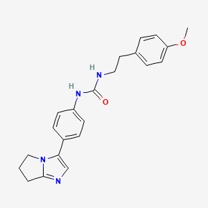 molecular formula C22H24N4O2 B2948688 1-(4-(6,7-dihydro-5H-pyrrolo[1,2-a]imidazol-3-yl)phenyl)-3-(4-methoxyphenethyl)urea CAS No. 1421528-48-4