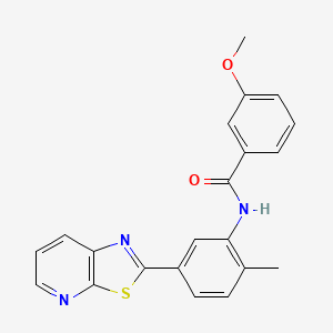 molecular formula C21H17N3O2S B2948699 3-methoxy-N-(2-methyl-5-(thiazolo[5,4-b]pyridin-2-yl)phenyl)benzamide CAS No. 863594-25-6