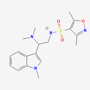 molecular formula C18H24N4O3S B2948702 N-(2-(dimethylamino)-2-(1-methyl-1H-indol-3-yl)ethyl)-3,5-dimethylisoxazole-4-sulfonamide CAS No. 1396709-70-8