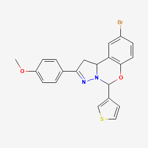 molecular formula C21H17BrN2O2S B2948703 9-bromo-2-(4-methoxyphenyl)-5-(thiophen-3-yl)-5,10b-dihydro-1H-benzo[e]pyrazolo[1,5-c][1,3]oxazine CAS No. 899728-70-2