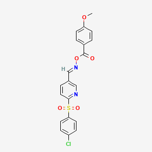 molecular formula C20H15ClN2O5S B2948733 N-({6-[(4-chlorophenyl)sulfonyl]-3-pyridinyl}methylene)-N-[(4-methoxybenzoyl)oxy]amine CAS No. 338967-12-7