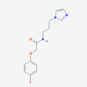 molecular formula C14H16FN3O2 B294874 2-(4-fluorophenoxy)-N-[3-(1H-imidazol-1-yl)propyl]acetamide 