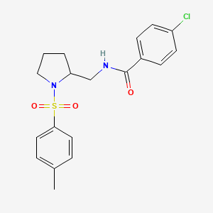molecular formula C19H21ClN2O3S B2948747 4-chloro-N-((1-tosylpyrrolidin-2-yl)methyl)benzamide CAS No. 896275-93-7