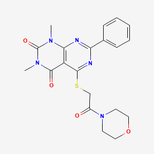 molecular formula C20H21N5O4S B2948752 1,3-dimethyl-5-((2-morpholino-2-oxoethyl)thio)-7-phenylpyrimido[4,5-d]pyrimidine-2,4(1H,3H)-dione CAS No. 906230-35-1