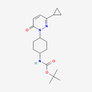 molecular formula C18H27N3O3 B2948755 Tert-butyl N-[4-(3-cyclopropyl-6-oxopyridazin-1-yl)cyclohexyl]carbamate CAS No. 2379976-58-4
