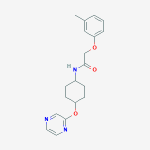 molecular formula C19H23N3O3 B2948761 N-((1r,4r)-4-(pyrazin-2-yloxy)cyclohexyl)-2-(m-tolyloxy)acetamide CAS No. 2034223-35-1